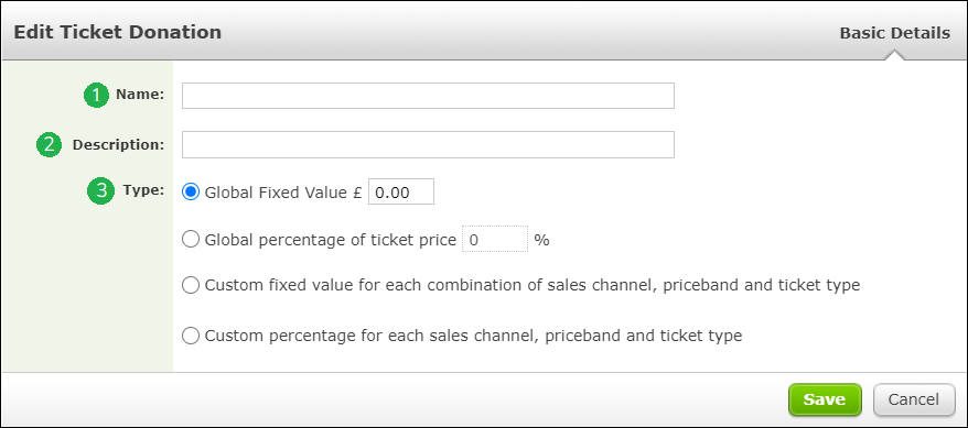 The Edit Ticket Donation screen.