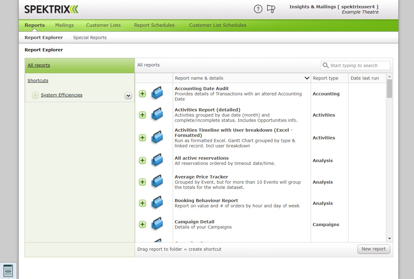The Insights and Mailings Interface.