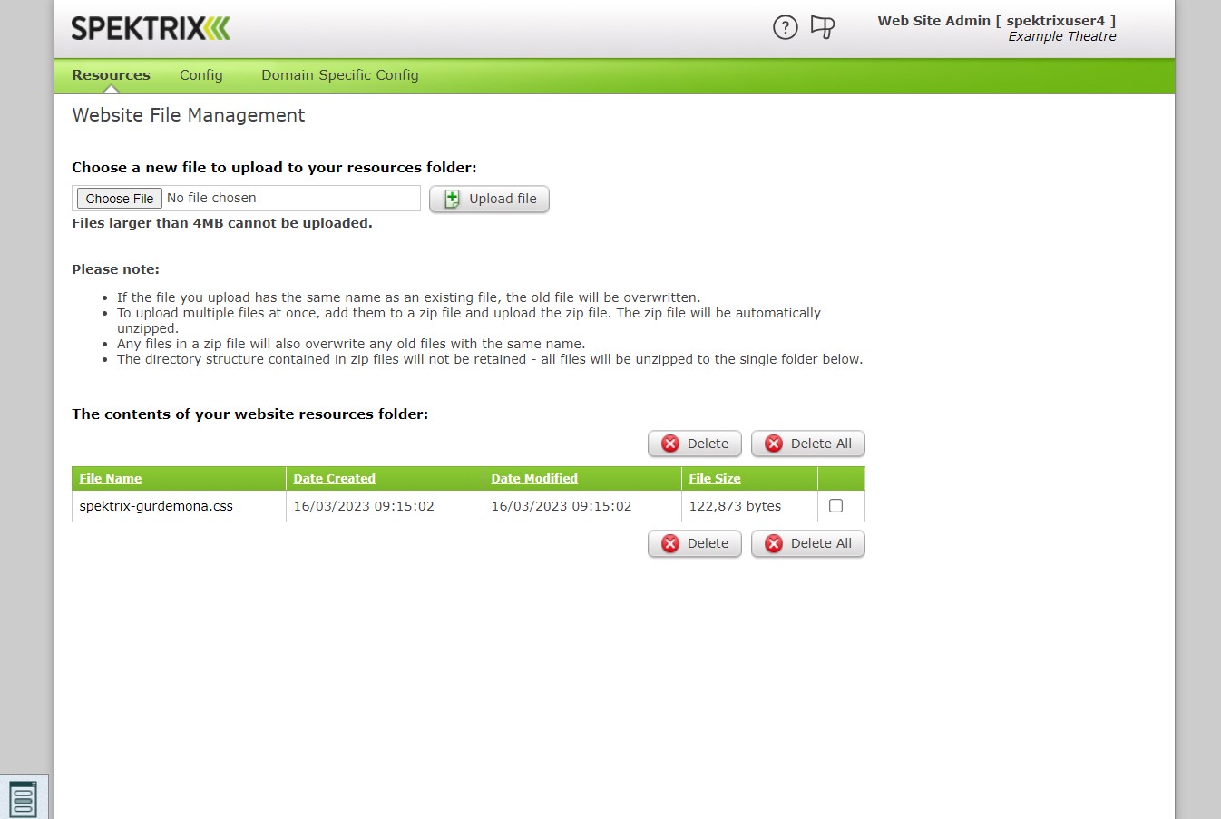 The Website Admin Interface.