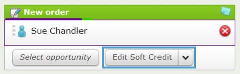 The Customer in the Basket/Cart with the Edit Soft Credit button.