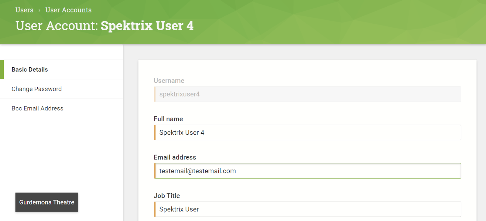 The User page.