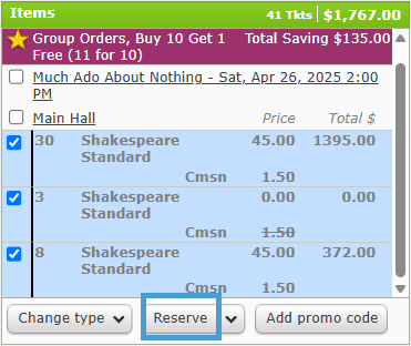 The Reserve button highlighted.