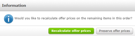 A pop-up for recalculating Offers on Tickets.