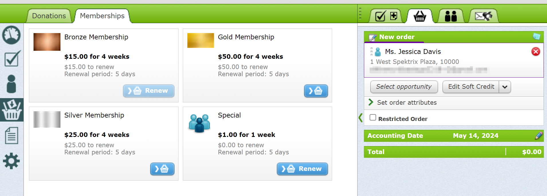 Memberships in the Opportunities Interface.