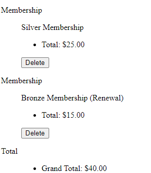 Renewal Membership in Basket/Cart online.