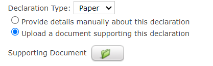 The Supporting Documents upload button.