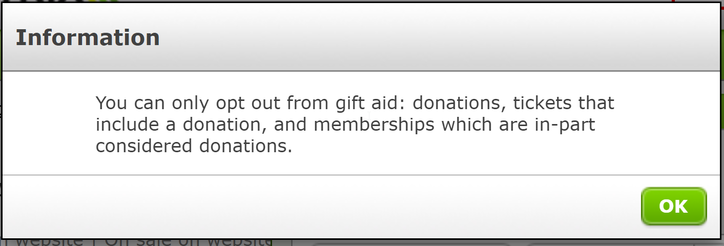 Gift Aid information message.