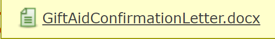 The Gift Aid Confirmation Letter download link.