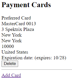 Payment cards online.