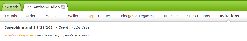Invitations in the Opportunities Interface