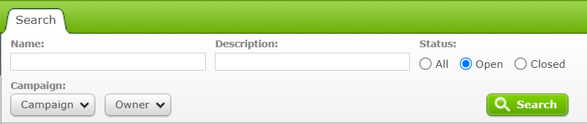 Search options in the Opportunities Dashboard.