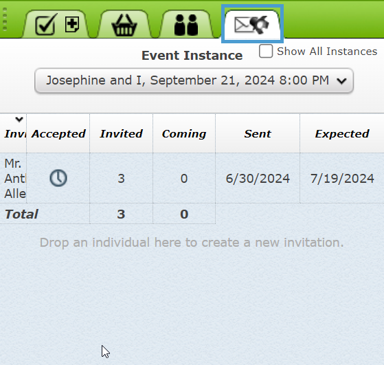 Invitations in the Pinboard.