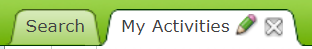 A saved search tab called My Activities.