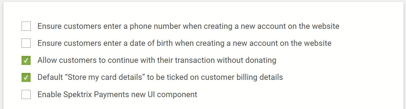 Default Store my card details setting.