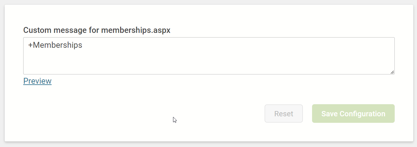Custom message for memberships setting.