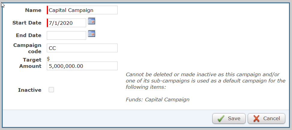 A Campaign that can’t be deactivated or deleted with a message.