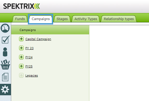 Campaigns in the Opportunities Interface.