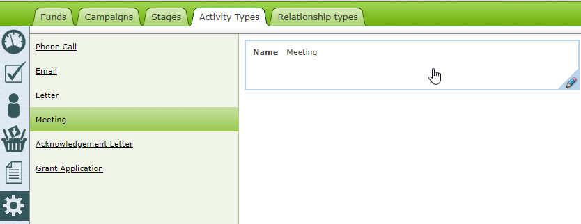 An Activity Type that can be edited.