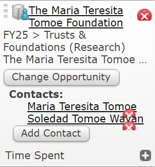 An Organization linked to an Activity with selected Contacts.