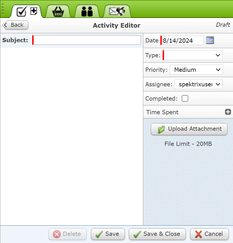 The Activity Editor.