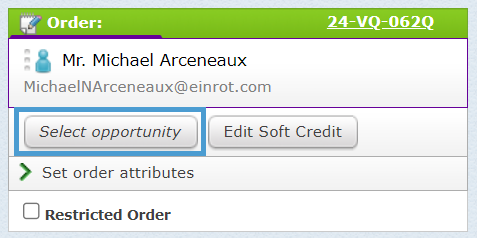 Select Opportunity in the Basket/Cart for a Returned Order.