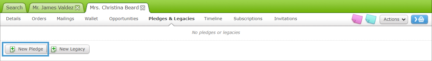 The New Pledge button.