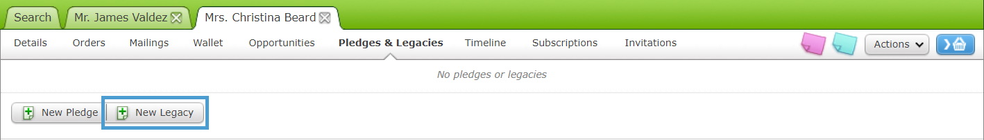 The New Legacy button.