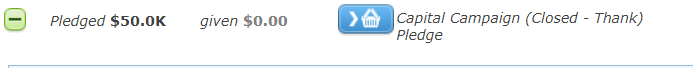 The Basket icon next to a Pledge.