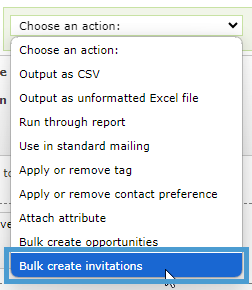 Choosing Bulk create invitations.