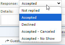 The response dropdown in an Invitation.