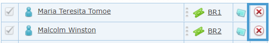 The Delete button for an Attendee.