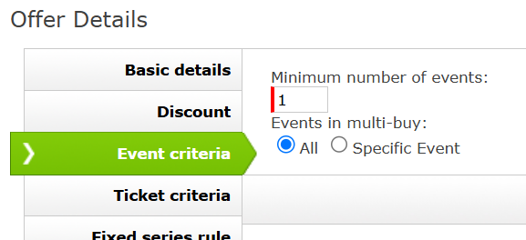 Event Criteria in a Multibuy Offer with All selected.