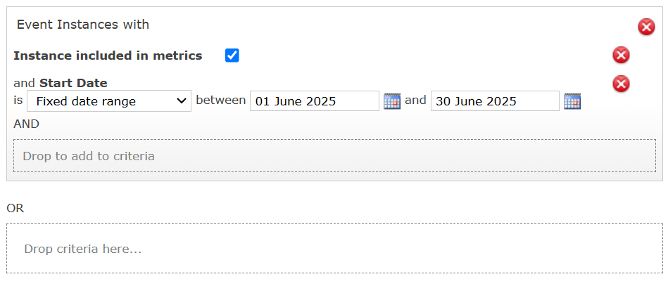 Adding the Start Date metric
    with a fixed date range of June 1, 2025 to June 30, 2025.