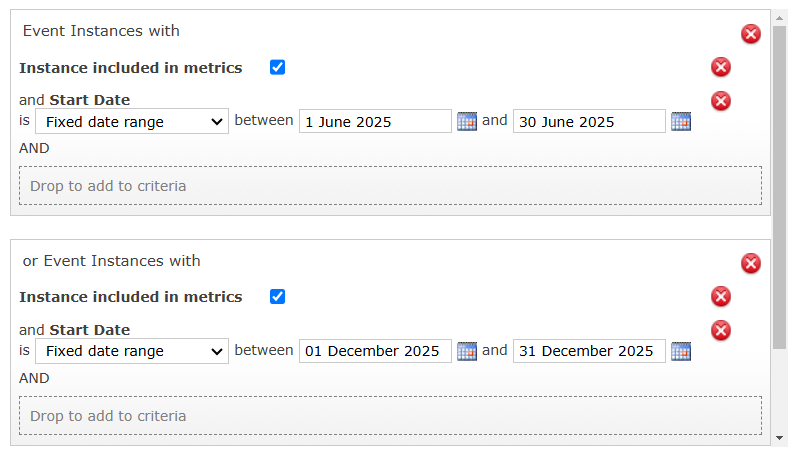 Criteria in two different wrappers.