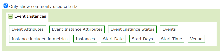 Commonly used criteria in the Event Instances wrapper.