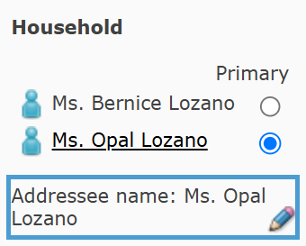 The pencil icon next to the Addressee Name.