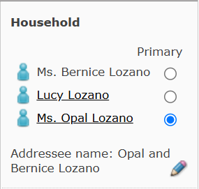 An example of Households in the Customer Record.