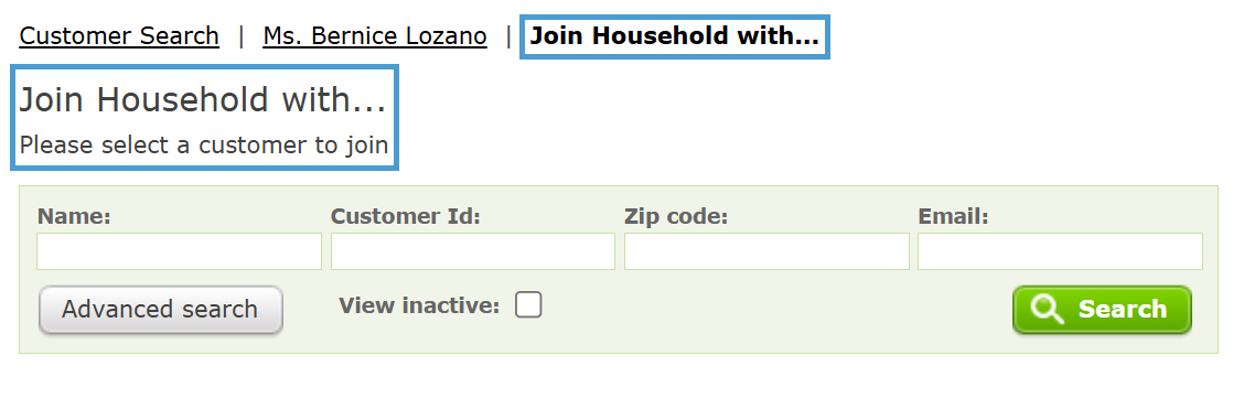 Search for the other Household member from the Join Household with screen
    …