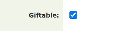 The Giftable checkbox in a Membership setup.