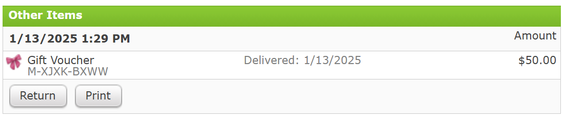 Returning a Gift Membership from a customer's Order.