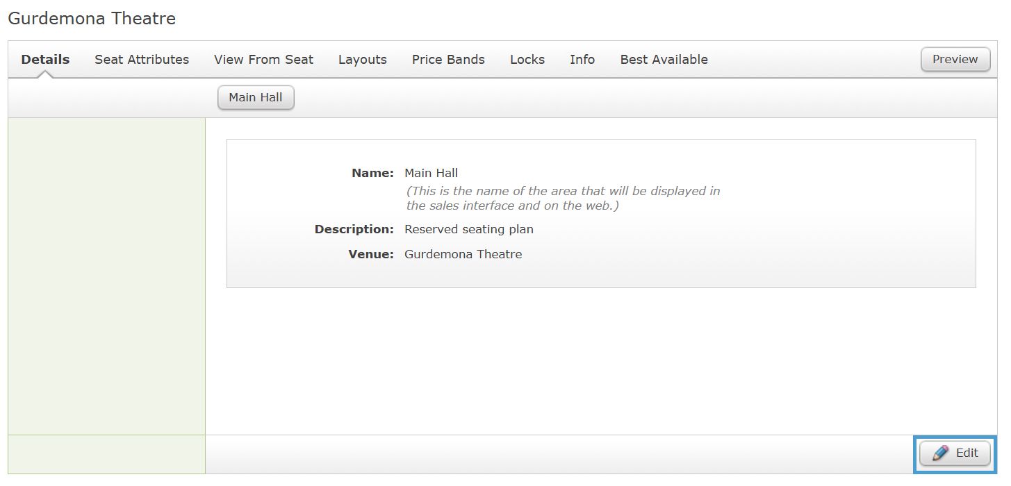 The Edit button of a Seating Plan.