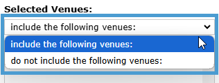 The dropdown to include or exclude the Selected Venues.
