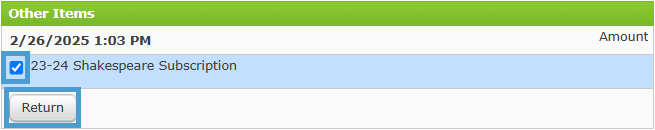 Selecting Tickets in a Fixed Series Subscription to return and exchange.