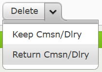 The Keep or Return Commission/Delivery dropdown.