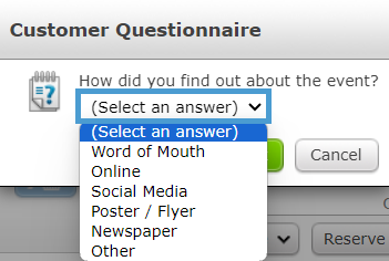 Customer Questionnaire dropdown.