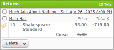 Grouped Tickets in the Returns section.