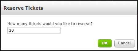 Selecting the number of Tickets in a group booking to reserve.