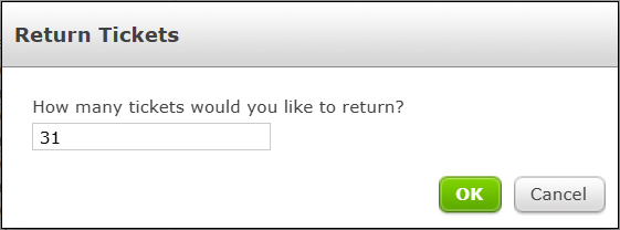 Selecting to return tickets in a reservation.