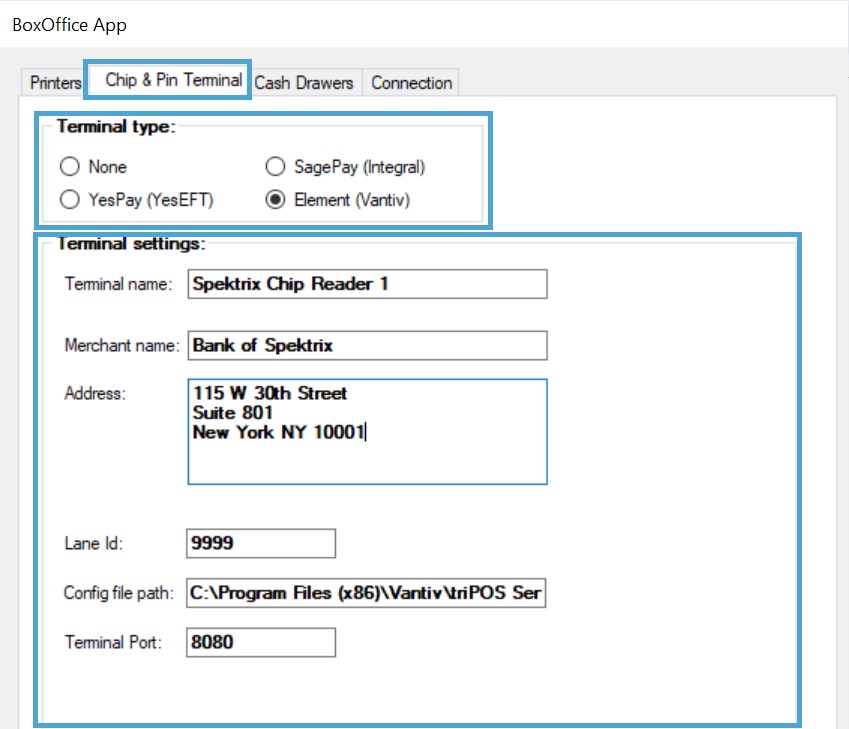 Adding a Chip & Pin Terminal in the Box Office App.