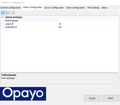 admin configuration tab in guardian configuration software